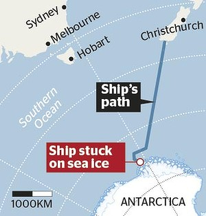 Illustration for article titled Antarctic Expedition Ship is Trapped in Sea Ice